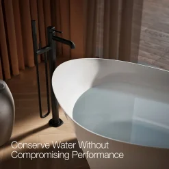 Floor-mount bath filler trim with handshower