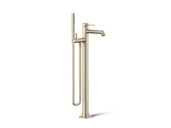 Floor-mount bath filler trim with handshower