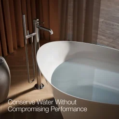Floor-mount bath filler trim with handshower