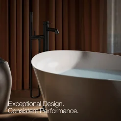 Floor-mount bath filler trim with handshower