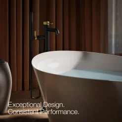 Floor-mount bath filler trim with handshower