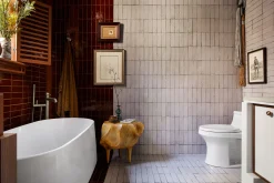 Floor-mount bath filler trim with handshower