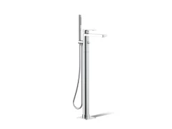 Floor-mount bath filler trim with handshower