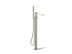 Floor-mount bath filler trim with handshower