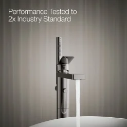 Floor-mount bath filler trim with handshower