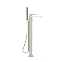 Floor-mount bath filler trim with handshower