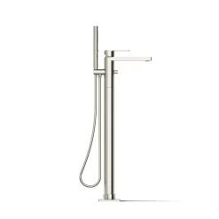 Floor-mount bath filler trim with handshower