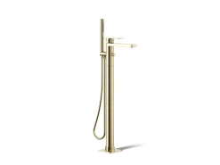 Floor-mount bath filler trim with handshower