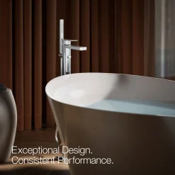 Floor-mount bath filler trim with handshower
