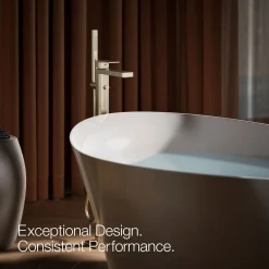 Floor-mount bath filler trim with handshower