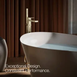 Floor-mount bath filler trim with handshower
