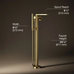 Floor-mount bath filler trim with handshower