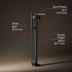 Floor-mount bath filler trim with handshower