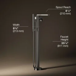 Floor-mount bath filler trim with handshower