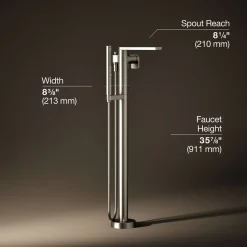 Floor-mount bath filler trim with handshower