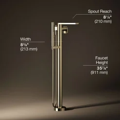 Floor-mount bath filler trim with handshower