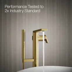 Floor-mount bath filler trim with handshower