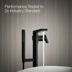 Floor-mount bath filler trim with handshower