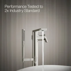 Floor-mount bath filler trim with handshower