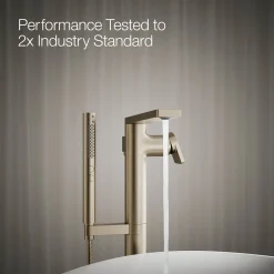Floor-mount bath filler trim with handshower