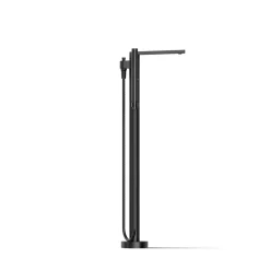 Floor-mount bath filler trim with handshower