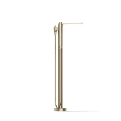 Floor-mount bath filler trim with handshower