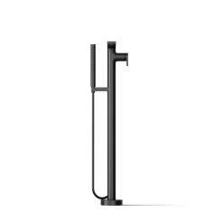 Floor-mount bath filler trim with handshower