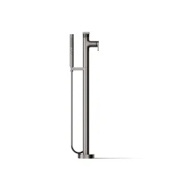 Floor-mount bath filler trim with handshower