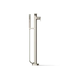 Floor-mount bath filler trim with handshower