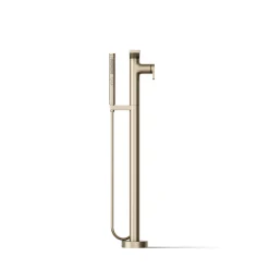 Floor-mount bath filler trim with handshower