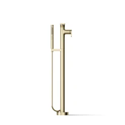 Floor-mount bath filler trim with handshower