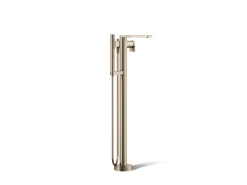 Floor-mount bath filler trim with handshower