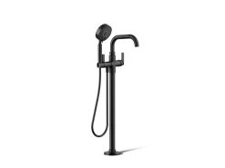 Floor-mount bath filler trim with handshower