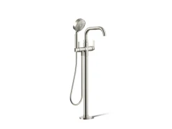Floor-mount bath filler trim with handshower