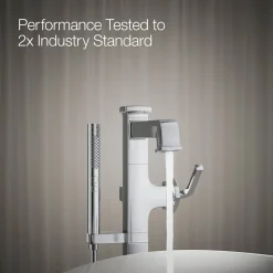 Floor-mount bath filler trim with handshower