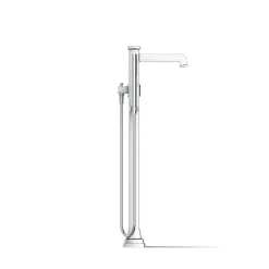 Floor-mount bath filler trim with handshower