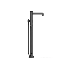 Floor-mount bath filler trim with handshower