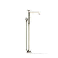 Floor-mount bath filler trim with handshower