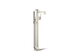 Floor-mount bath filler trim with handshower