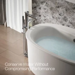 Floor-mount bath filler trim with handshower