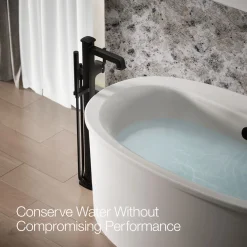 Floor-mount bath filler trim with handshower