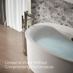 Floor-mount bath filler trim with handshower