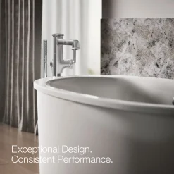 Floor-mount bath filler trim with handshower