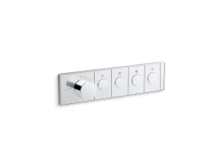 Four-outlet recessed mechanical thermostatic valve control