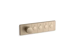 Four-outlet recessed mechanical thermostatic valve control