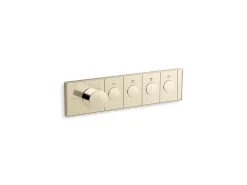 Four-outlet recessed mechanical thermostatic valve control