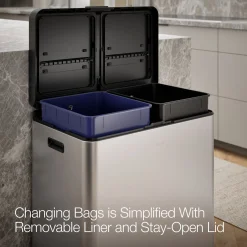 21.7-gallon stainless steel dual-bin step trash can