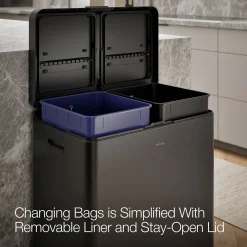 21.7-gallon stainless steel dual-bin step trash can