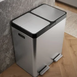 21.7-gallon stainless steel dual-bin step trash can