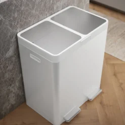 21.7-gallon stainless steel dual-bin step trash can